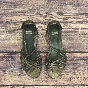 EUC Sz 8 Stuart Weitzman Silver Strappy Wedge